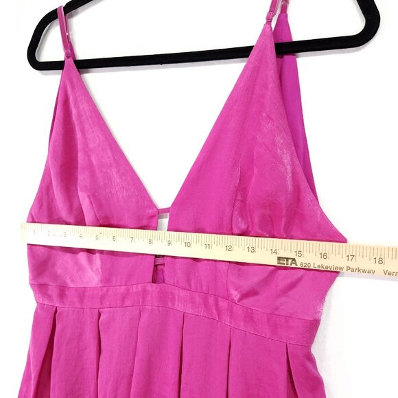 Free People Satin Mini Dress Size 10 Gabbys Party All Night Low V-Neck Pockets - Picture 4 of 15